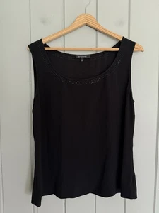 St. John Tank Top L Large Scoop Neck Sleeveless Black Paillettes Sequin Collar - Picture 1 of 5