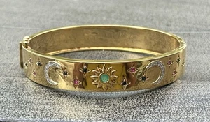 Ross-Simons Multi-Gmstn Celestial Bangle Bracelet With Diamonds 18k Gold Plate - Picture 1 of 3