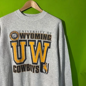 XL Vintage 90s University of Wyoming Cowboys Sweatshirt Gray Fruit of the Loom - Picture 1 of 8