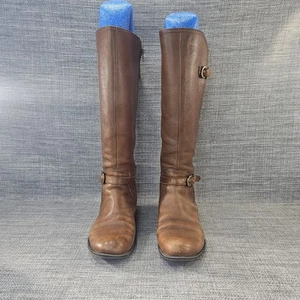 Naturalizer Women’s Leather Riding Boots 8.5 M Juletta Cognac Brown Wide Calf - Picture 1 of 15
