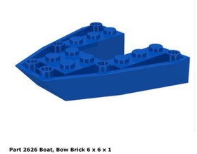 Lego 1x 2626 Blue Boat, Bow Brick 6 x 6 x 1