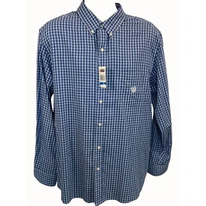 Ralph Lauren Chaps Mens XL Blue Checkered Button Down Shirt Long Sleeve NEW - Picture 1 of 8