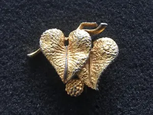 Brooch by Exquisite - Gold tone Heart shaped Leaves - Picture 1 of 3