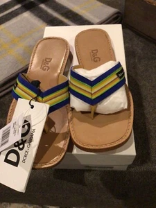 DOLCE AND GABBANA MULTI STRIPE SANDALS SIZE 38/8 NIB - Picture 1 of 3