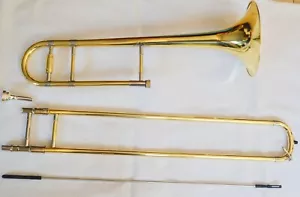 Funion B Flat Tenor Trombone Kit Bb Key Gold Lacquer Slide Trombone w Case New - Picture 1 of 11