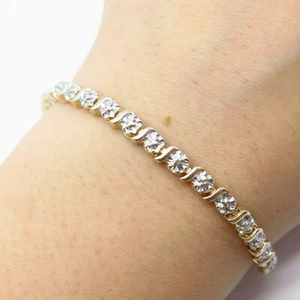 925 Sterling Silver Gold Plated Ross Simons Heart Braided Link Bracelet 7" - Picture 1 of 6