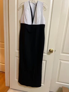 Jill Stuart Sleeveless  Ivory Black V Neck  Lined Gown Size 12 - Picture 1 of 6