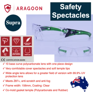 SUPRA Clear ARAGOON Safety Glasses Spectacles Anti Scratch Anti Fog Polycarbonat - Picture 1 of 5