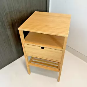 Ikea NORDKISA Nightstand Table w/Drawer, Bamboo 15 3/4" x 15 3/4, 604.476.77 NEW - Picture 1 of 1