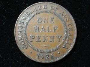 Australian 1926 Half Penny 8 Pearls High Grade KGV (TA06) - Picture 1 of 2