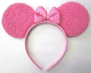 PINK MINNIE MICKEY MOUSE EARS DISNEY KIDS HEADBAND VINTAGE DISNEYLAND PARKS RARE - Picture 1 of 6