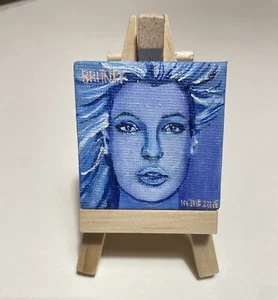 Britney Spears In The Zone Rare Miniature Fan Art Painting Canvas Doll House  - Picture 1 of 14