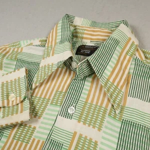 Vintage JC Penney 70s Dagger Collar Shirt Men's Medium Abstract Long Sleeve - Picture 1 of 16