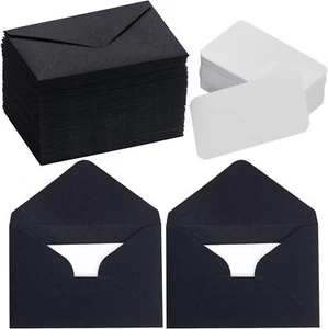 jiebor 100 Sets Mini Black Envelopes with Small Blank Gift Business Card Wedding - Picture 1 of 3