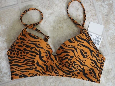 ¡NUEVO! Top de bikini push up estampado animal cebra tigre talla 0 de H&M Foto 1 de 3