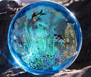 Superb Vintage Italian Murano Glass Colorful Fish Aquarium Sculpture Gumps SF - Picture 1 of 17