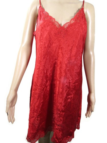 UNDERCOVER Abito vintage Victorias Secret taglia L rosso intimo spaghetti strap pizzo