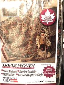 Throw Blanket "Fruit Medley"(Camel) 50" X 60" American Weavers 1995 Triple Woven - Picture 1 of 5