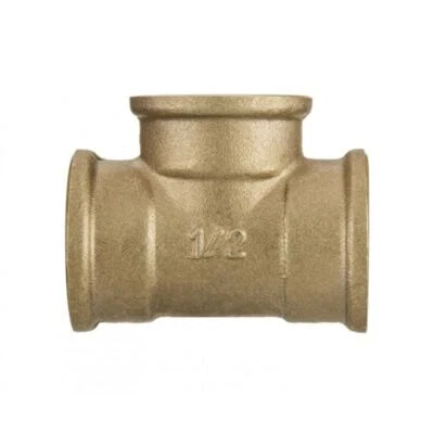 1/2" 3/4" 1" BSP Thread Pipe Tee Connection Fittings Female Cast Iron Brass - Image 1 of 2