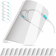 Face Shields Set with 10 Replaceable Anti Fog Shields and 10Reusable Glasses for