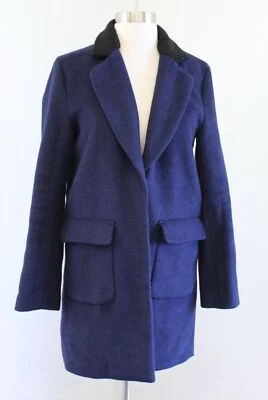Cartonnier Anthropologie Chevron Herringbone Sherpa Jacket Coat Size XS Navy - Изображение 1 из 4