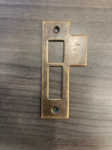 Antik Stil Türschließblech, Einsteckschlitz, Schließer, Halter, Messing, 3-1/2" AB - Bild 1 von 2