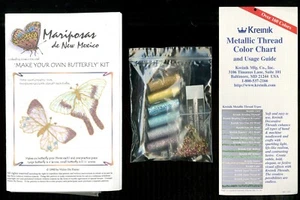 KIT MARIPOSAS Mariposas de Nuevo México Hilo Kreinik, Carta de Colores, Alfileres, Cuentas - Imagen 1 de 4