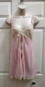 Linea Donatella Vintage Baby Doll Nightgown Pink Beige Thong Panties Medium New - Picture 1 of 24