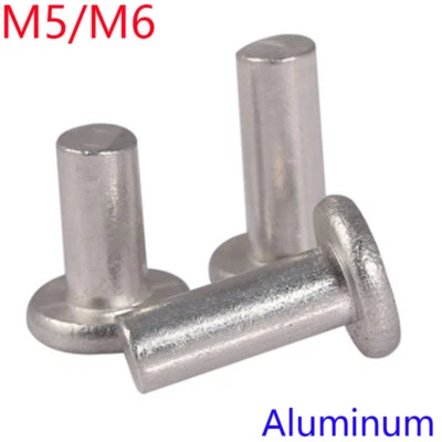 Rivetti zigrinati testa piatta M5 M6 5 mm 6 mm dadi di fissaggio rivetti alluminio massiccio - Immagine 1 di 4