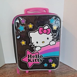 Hello Kitty Rolling Suitcase Carry-on with Wheels Black & Pink Star Rainbow 15” - Picture 1 of 4