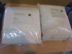 2 West Elm European Flax linen custom blackout drapes curtains 84W 63L natural - Picture 1 of 2