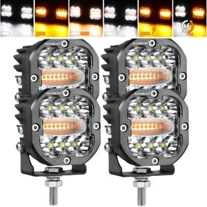 4pcs Auxbeam 3Inch LED Cubes 6 Lighting Modes Amber White LED Square Light Pods - Bild 1 von 12