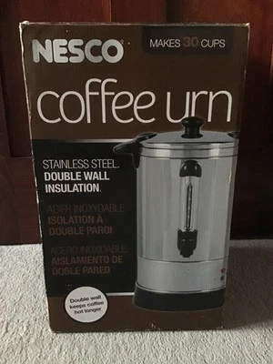 NESCO Coffee Urn Model CU-30 Stainless Steel Double Wall 30 Cups NEW IN BOX - Image 1 of 4