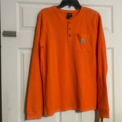CARHARTT MANGA LONGA HENLEY: LARANJA: NOVO COM ETIQUETAS: TAMANHO GG (18/20) - Imagem 1 de 4