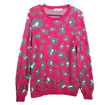 Suéter Ann Taylor LOFT Mujer Rosa Estampado Animal Mezcla Lana Mediano Foto 1 de 4