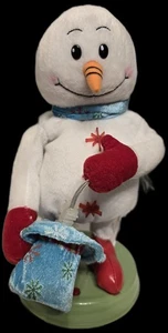 Gemmy animierter singender tanzender Schneemann Mr White Weihnachten Schneeflocken leuchten - Bild 1 von 6