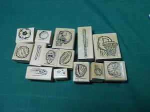Stampin Up! Sporting Goods 14 Stamp Set Basketball, Football, Hockey, Golf - Picture 1 of 6
