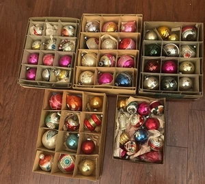 Vintage Lot 1950s Glass Christmas Ornaments Shiny Brite West Germany 5 Boxes - Picture 1 of 19