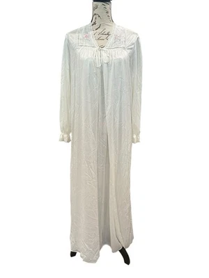 Винтажный JC пенни белый нейлона Peignoir цветок кружева ночная рубашка и халат средний - Изображение 1 из 4