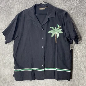 JANE ASHLEY CASUAL LIFESTYLE Black Button Up Womens Plus Size 1X Embroidered - Picture 1 of 12