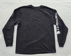 Carhartt Shirt Mens Large Black Long Sleeve Logo Original Fit Cotton Workwear - Picture 1 of 11