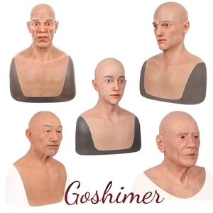 Maschera maschile in silicone realistica maschera completa travestimento per crossdresser pretendente cos - Foto 1 di 24