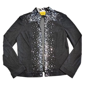 ST JOHN Womens Gray Cardigan Jacket Sequin Embellishments SZ S Petite Party Chic - Picture 1 of 18