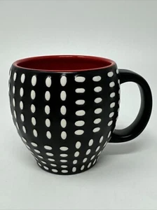 Starbucks 2008 Coffee Cup Mug Bone China Red Black White With Raised Polka Dots - Picture 1 of 7