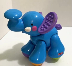 FISHER PRICE AMAZING ANIMALS BLUE ELEPHANT, SENSORY, JOINTED, CLICK CLACK TOY - Picture 1 of 1
