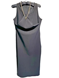 Forever Unique Black Fitted Dress UK 12 Chain Halter Neck Detail - Picture 1 of 11