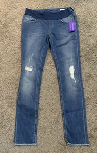 NWT! Seraphine Maternity Hunter Underbump Distressed Raw Hem Jeans - Size 6 - Picture 1 of 10