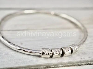 Pulsera con nombre de plata esterlina maciza hecha a mano brazalete con dije inicial de plata BK-5 - Imagen 1 de 6
