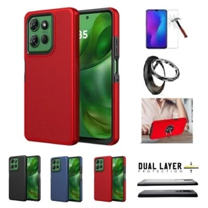 For Motorola Moto G Power 5G 2025, Dual Layer Cover Case + Ring/ Tempered Glass - Picture 1 of 26