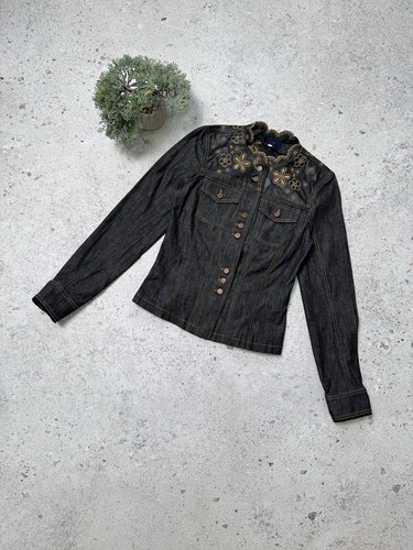 Camicia vintage Kenzo Jeans Wester denim pelle taglia 36 donna avant garde